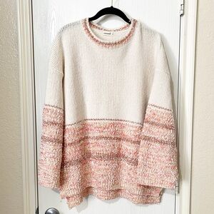 NWT! ANDTHEWHY Ivory Pink Oversized Sweater Warm Cozy Cottagecore Casual M/L